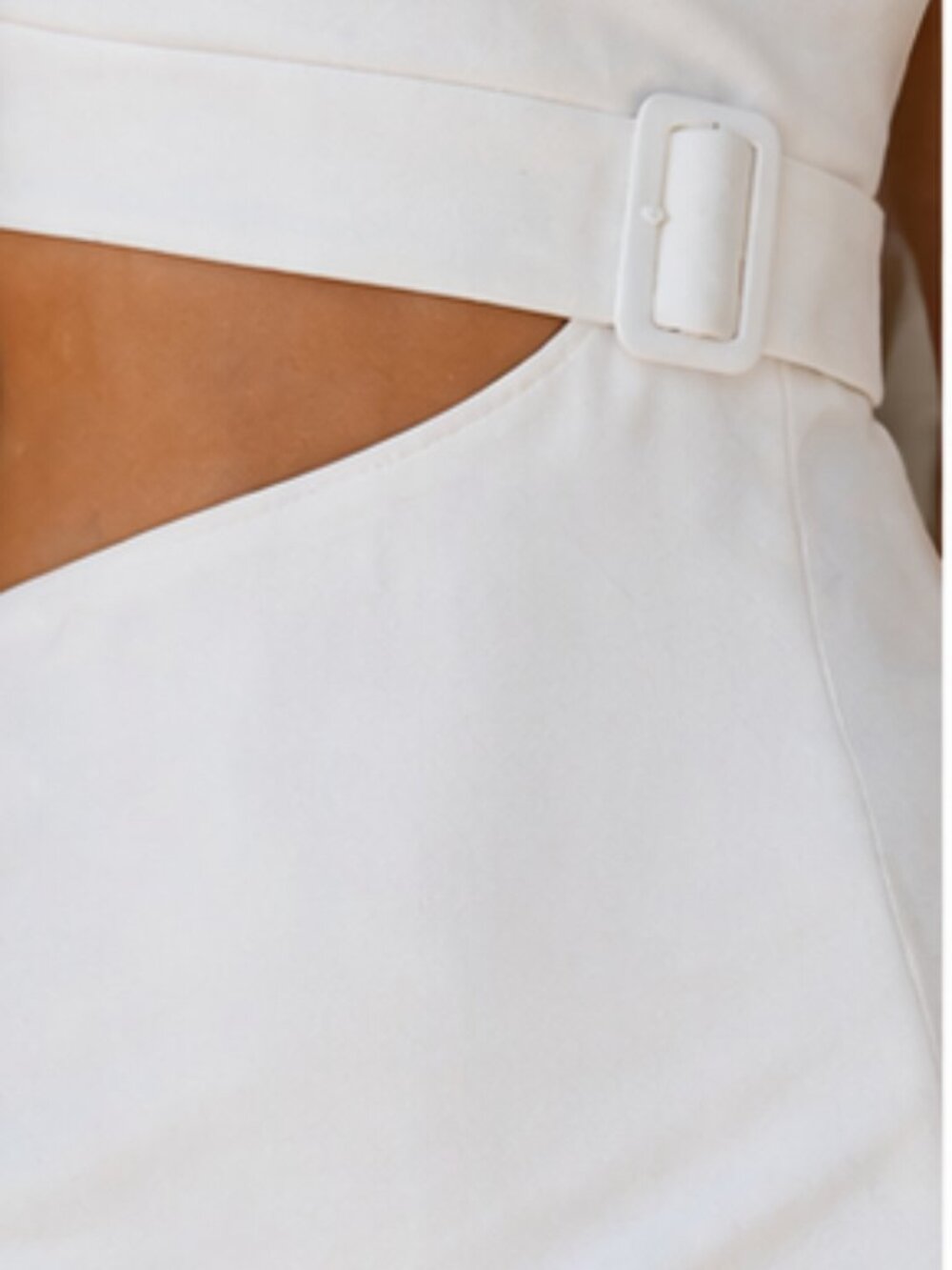 Fashion Nova White One Shoulder Cutout Belted Midi Dress Size S - Picture 6 of 6